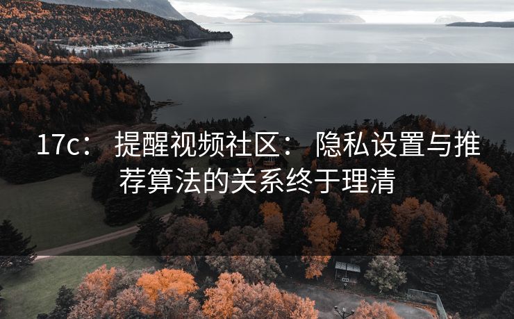 17c： 提醒视频社区： 隐私设置与推荐算法的关系终于理清